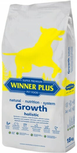Winner Plus Growth Holistic 18kg Dry Food with Few Grains for Puppies with Duck, Potatoes and Salmon