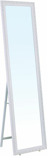 Woodwell Oglindă De Podea Cu Cadru Din Lemn Alb 148x39cm