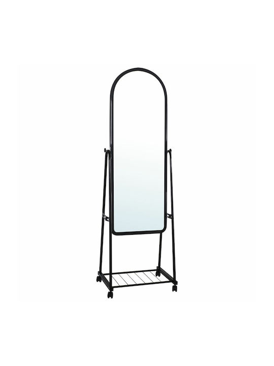 Woodwell Rolland Boden- oder Standspiegel mit Gewölbtem Schwarz Metallischem Rahmen 160x43cm