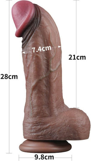 Lovetoy Nature Cock Dual Layered XXL Реалистично дилдо с Топки и Вендуза Плът 28см
