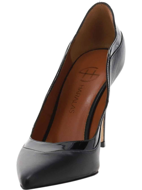 2536-93 Pantofi Cu Toc Ascuțiți Din Piele Negri