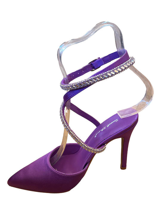 Women's sandal in purple color with rhinestones sweet shoes 9574