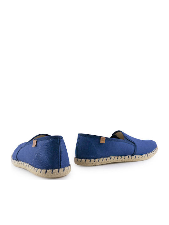 433-16400 Leather Men's Espadrilles in Blue Color