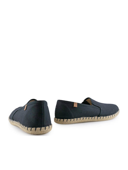 433-16400 Leather Men's Espadrilles in Black Color