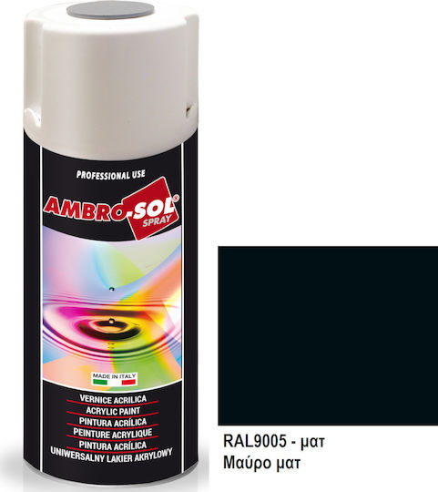 Ambro-Sol Σπρέι Βαφής V400 Ακρυλικό με Ματ Εφέ Μαύρο RAL 9005 400ml
