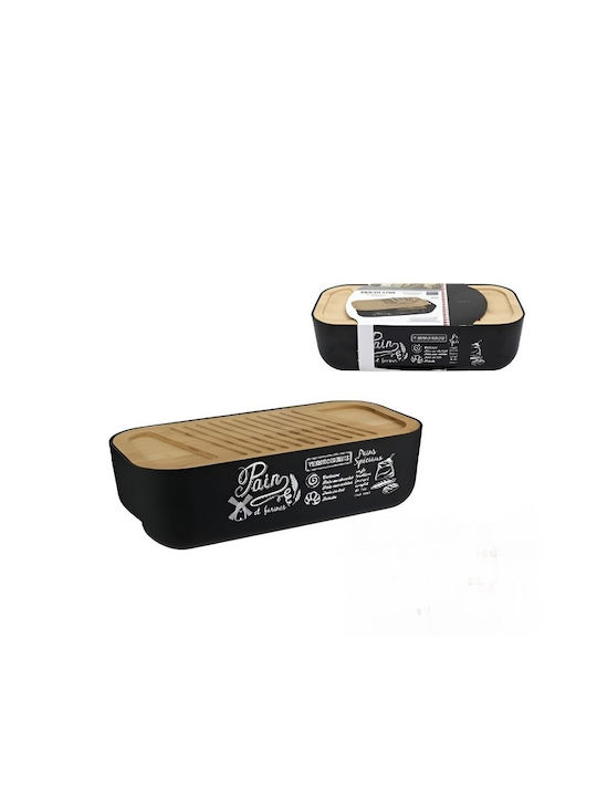 Click Brotkasten mit Deckel Kunststoff Schwarz 40x20x12cm
