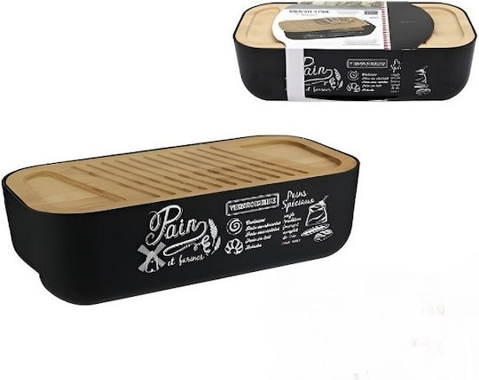 Click Brotkasten mit Deckel Kunststoff Schwarz 40x20x12cm