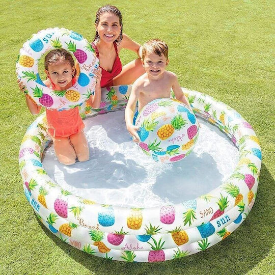 Intex Splash Παιδική Στρογγυλή Πισίνα 248lt Φουσκωτή 132x28εκ. Pineapple Splash