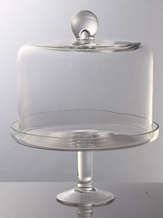 Iliadis Transparent Glass Pedestal Cake Stand with Lid 25x25x31cm