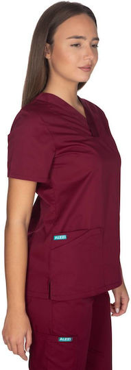 Alezi Women's Burgundy Pants & Blouse Set Cotton and Polyester