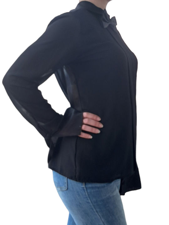 WOMEN'S BLOUSE MISS MISS WITH QUILTING AND OPEN BACK BLACK