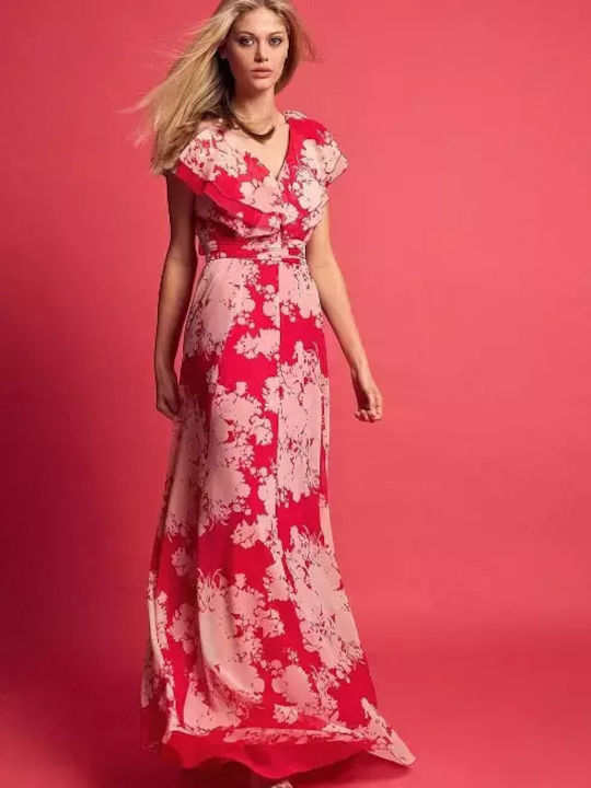 Desiree Summer Maxi Dress with Ruffle Fuchsia