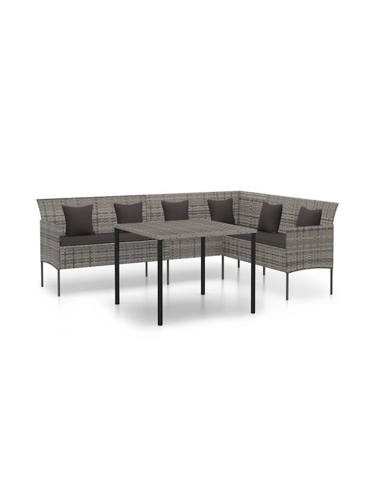 Outdoor Dining Set 2 Pieces Gray with Pillows