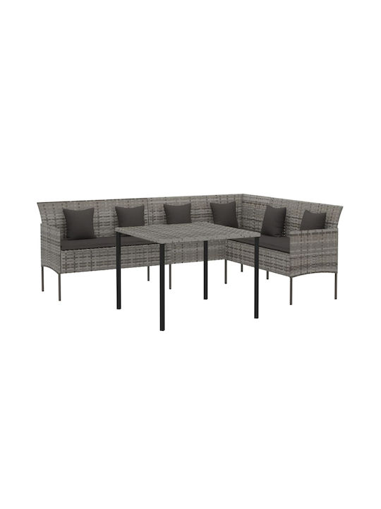 Outdoor Dining Set 2 Pieces Gray with Pillows