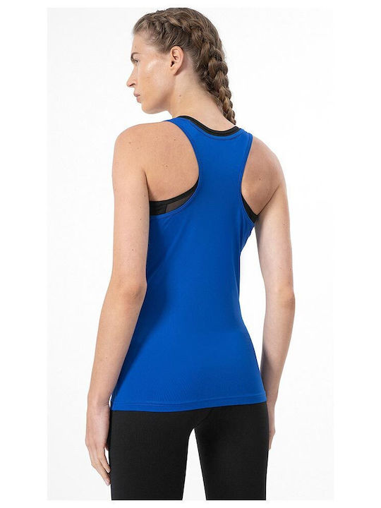 4F Damen Sportlich Bluse Ärmellos Blau