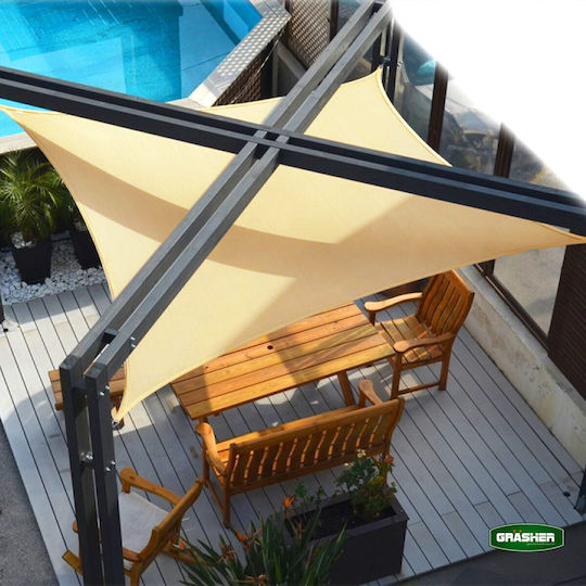 Grasher Ε220 Rectangular Shade Sail Beige With Hoop 4x6m 180gr/m²