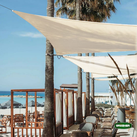 Grasher Ε220 Rectangular Shade Sail Ecru With Hoop 3x4m 180gr/m²