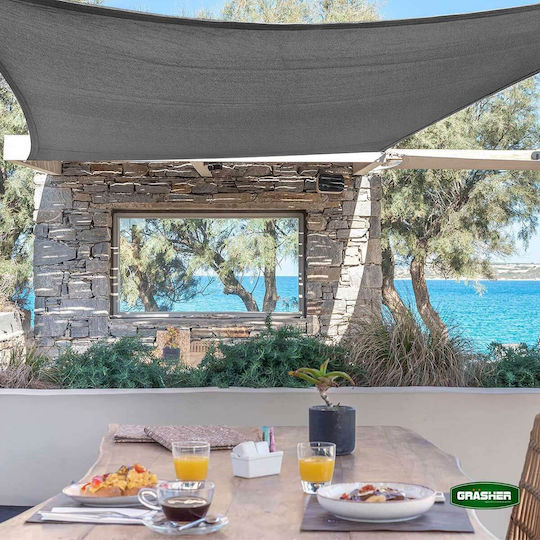Grasher Ε220 Ορθογώνιο Πανί Σκίασης Γκρι με Κρίκους 4x6m 180gr/m²