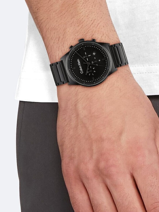 Calvin Klein Impressive Herrenuhr 44mm Chronograph Batterie mit Schwarz Metallarmband