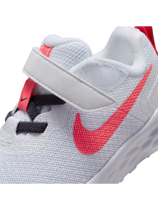Revolution 6 Încălțăminte Sport Copii Alergare Cu Închidere Hoop & Loop Alb / Gridiron / Laser Orange / Sea Coral