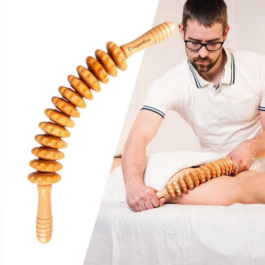 inSPORTline Marlee 500 Wooden Roller Massage for the Waist, the Back, the Legs, the Body & the Hands Brown