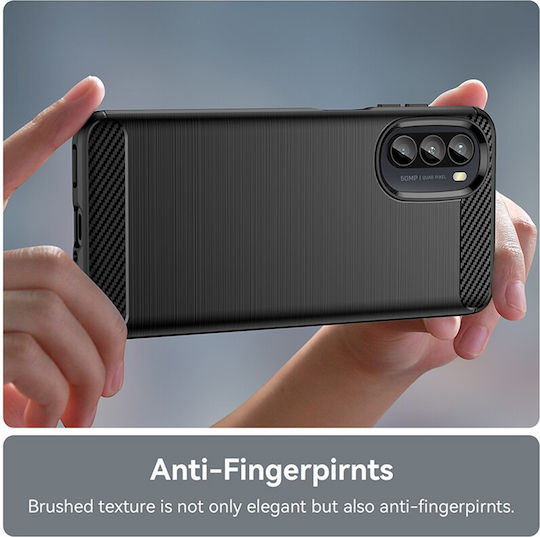 Techsuit Carbon Back Cover Silicone Black (Moto G52)
