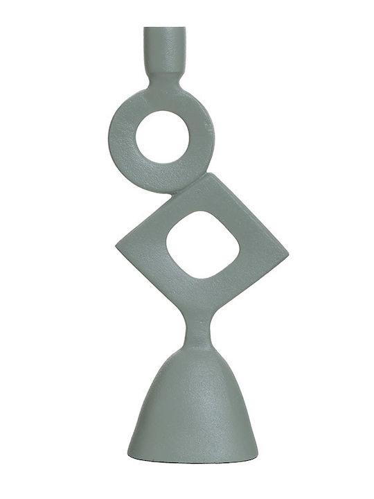 Inart Candle Holder Aluminum Αλουμινένιο in Green Color 12x7x27cm 1pcs