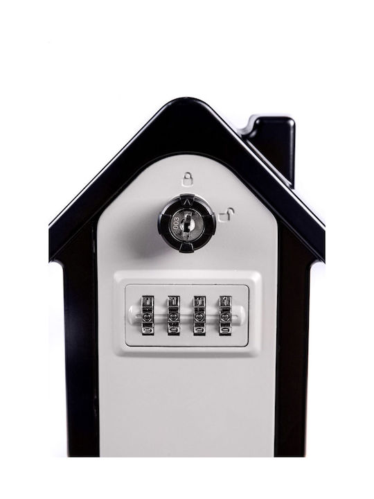 SB-4 Wall-Mounted Combination Key Holder Metallic with Lock 4 Hooks 13.5x5.5x15cm