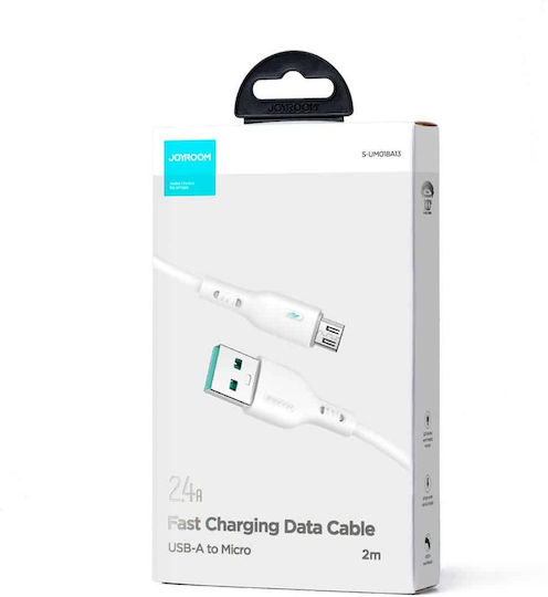 Joyroom S-UM018A13W2 Braided USB 2.0 to micro USB Cable Λευκό 2m