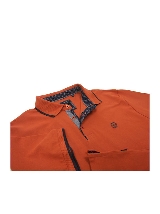 Double 10832 S Men's Short Sleeve Blouse Polo Orange