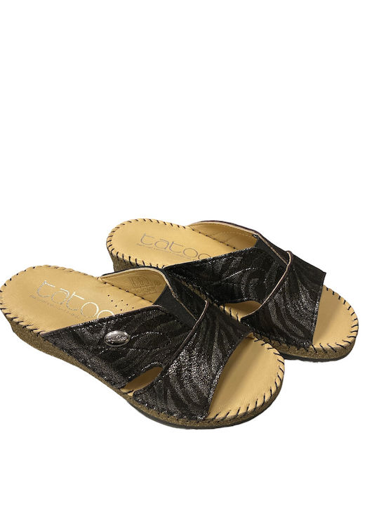 TATOO DE2000 WOMEN'S LEATHER SLIPPER BLACK