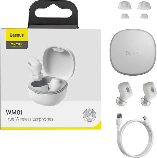 Baseus WM01 BT 5.3 In-ear Bluetooth Handsfree Earphones with Charging Case White