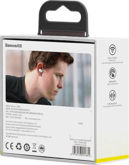 Baseus WM01 BT 5.3 In-ear Bluetooth Handsfree Earphones with Charging Case White