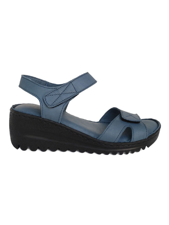 Damen Leder Anatomische Anatomische Airsole Plateausandalen G151.MAV Blau