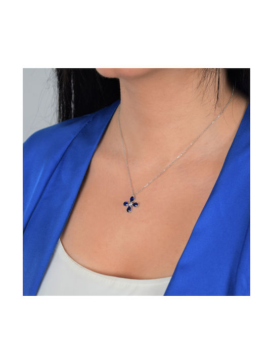 14K White gold women's cross with chain