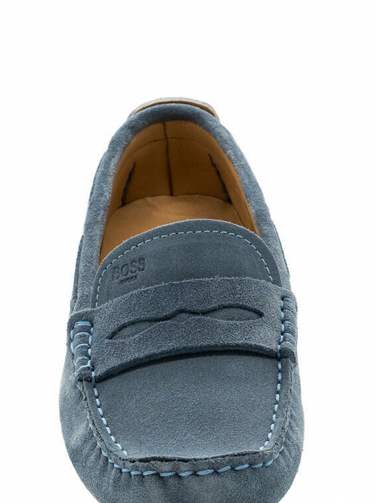 Boss Shoes Leather Women's Moccasins in Light Blue Color