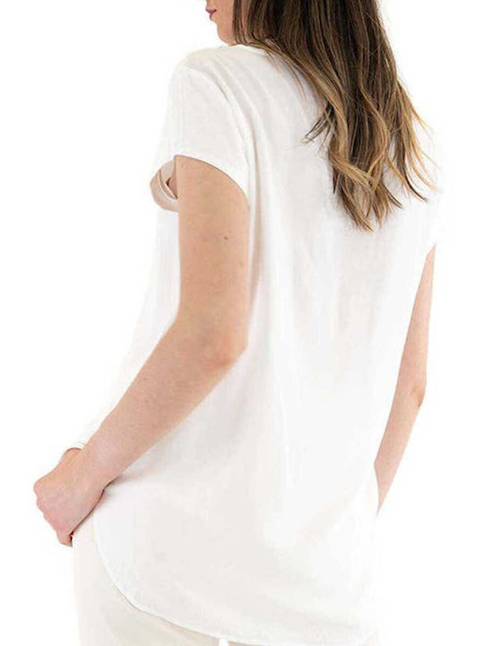 Only Women's Summer Blouse Short Sleeve White