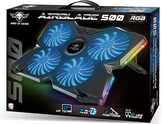 Spirit of Gamer Air Blade 500 RGB Cooling Pad για Laptop έως 17.3" με 4 Ανεμιστήρες