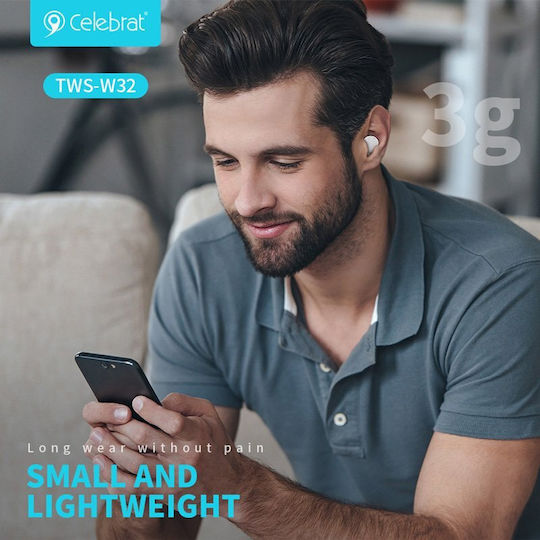 Celebrat TWS-W32 In-Ear Bluetooth-Freisprecheinrichtung Kopfhörer mit Ladeetui Schwarz