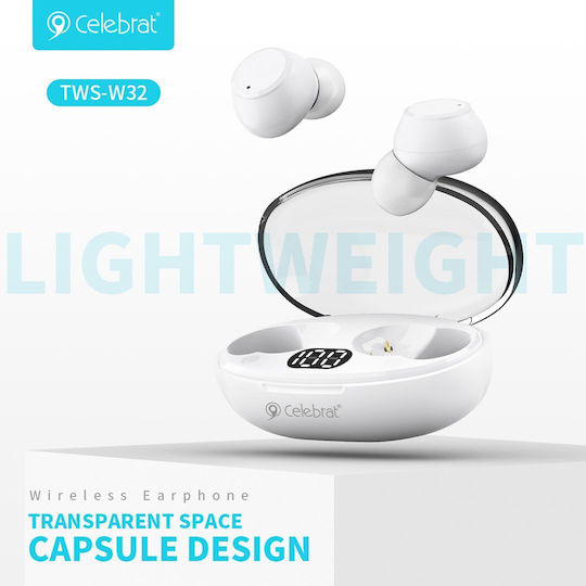Celebrat TWS-W32 In-Ear Bluetooth-Freisprecheinrichtung Kopfhörer mit Ladeetui Weiß