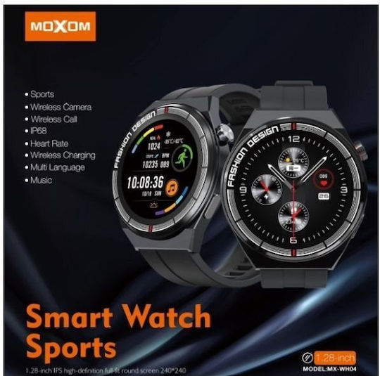 Moxom Sports Αδιάβροχο Smartwatch με Παλμογράφο (Μαύρο)