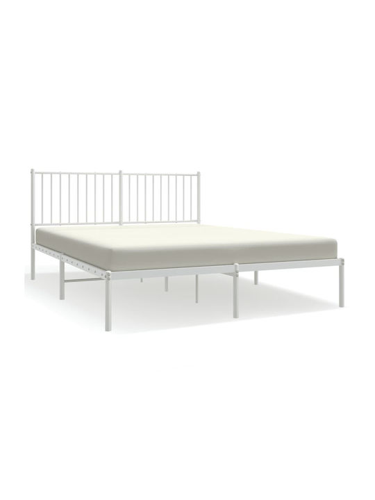 Κρεβάτι Διπλό Μεταλλικό Λευκό με Τάβλες για Στρώμα 150x200cm