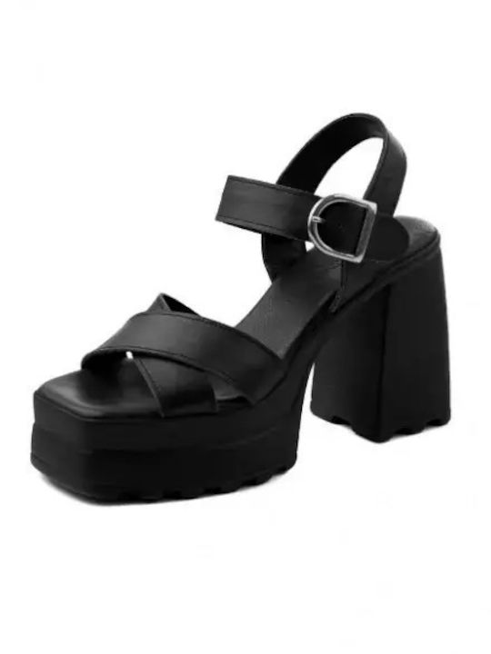 Din piele Sandale Negre