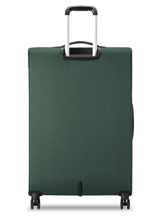 Delsey Pin Up Large Fabric Travel Suitcase Green with 4 Wheels Height 79cm