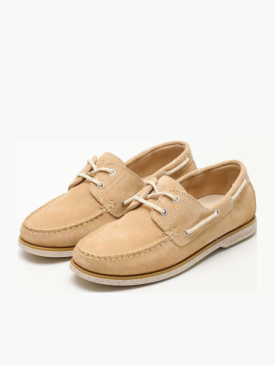 Navigator Leather Women's Moccasins in Beige Color
