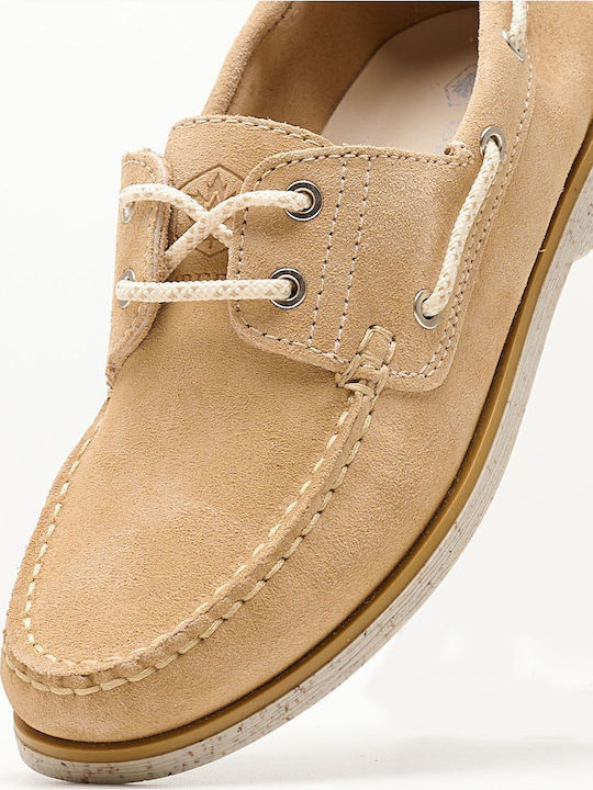 Navigator Leather Women's Moccasins in Beige Color