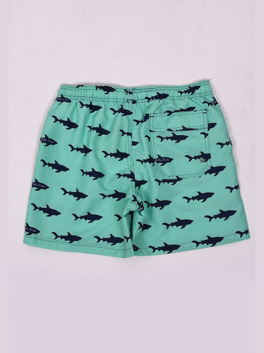 Men's swimsuit with sharks Green