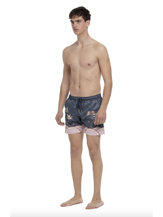 NÉ EN AOÛT | Jungle Night Shift : Swim Shorts With Owls And Trees Print In Dark Blue And Pink