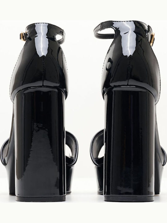 Omega Sandals from Patent Leather Black