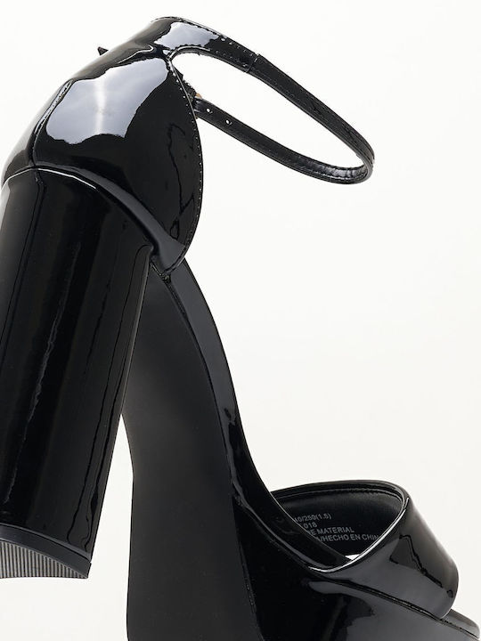 Omega Sandals from Patent Leather Black